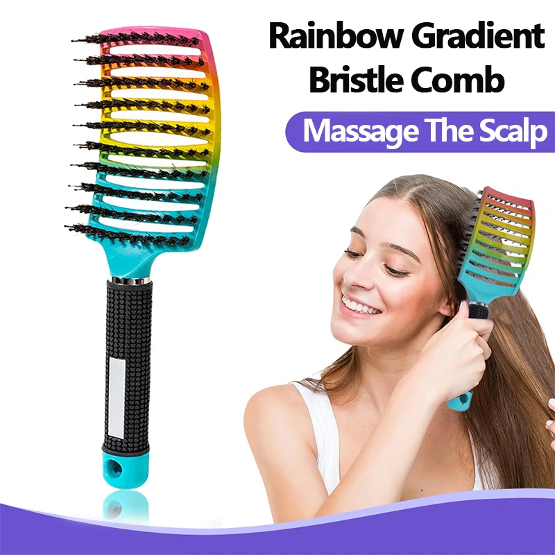 

Парикмахерская расческа для укладки волос, нейлоновая женская расческа для влажного массажа, вьющаяся массажная антистатическая щетка для волос, профессиональная укладка волос