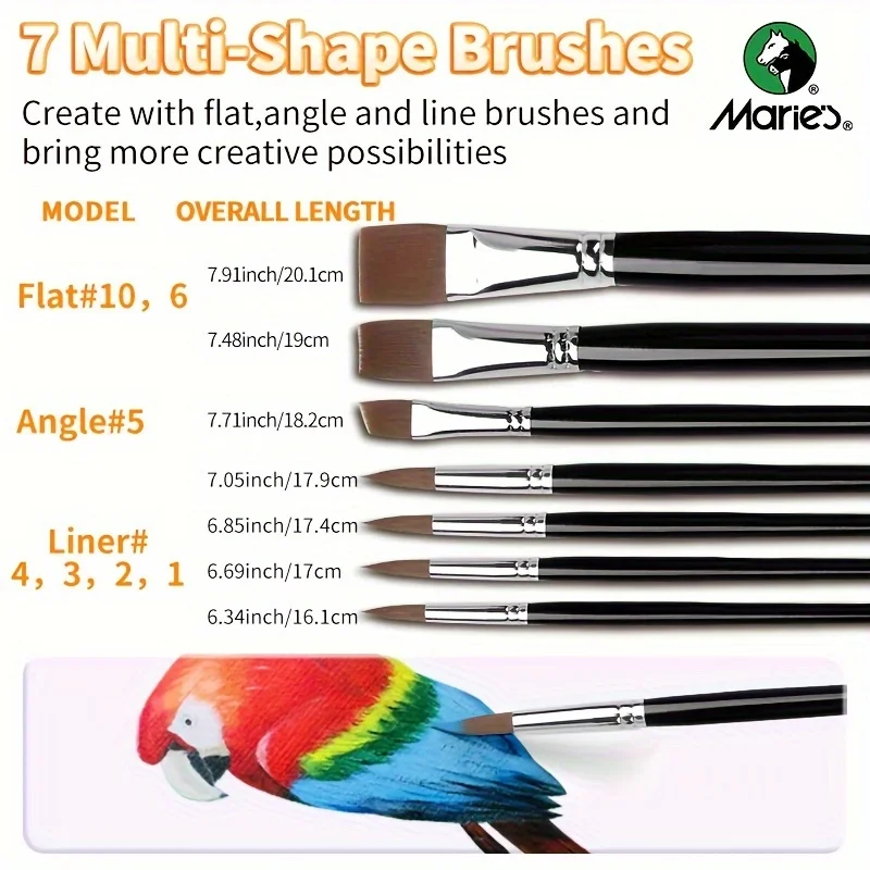 19 pcs Marie\'s Oil Paint Kit,12 Colors Oil-Based Pigment & 7pcs Brushes,12ml/0.42oz Tubes,Vibrant Oil Painting Set for Crafters