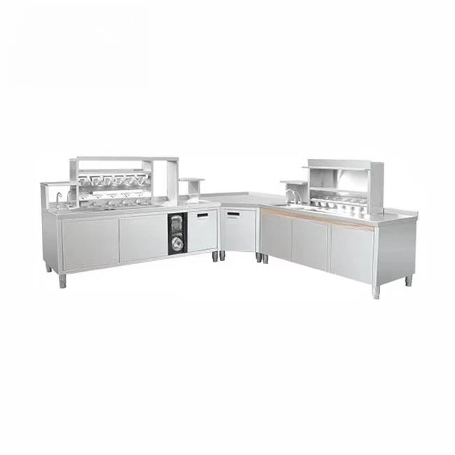 Stainless Steel Bar Equipment Work Table Cabinet With Sink/Restaurant Cocktail/Wine Station for Milk Tea Shop Factory