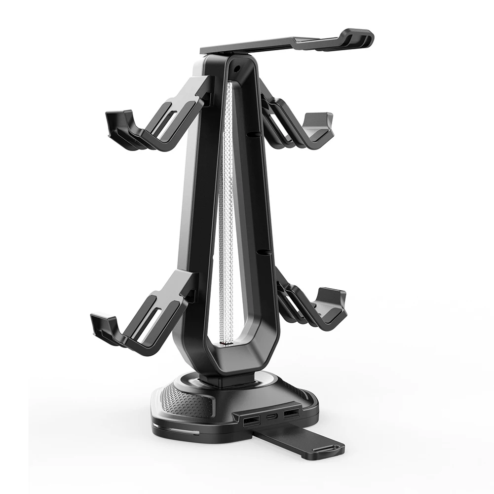 

RGB Gaming Headphones Controller Stand with Dual USB Charging Ports Multi Controller Holder Space Saving Design