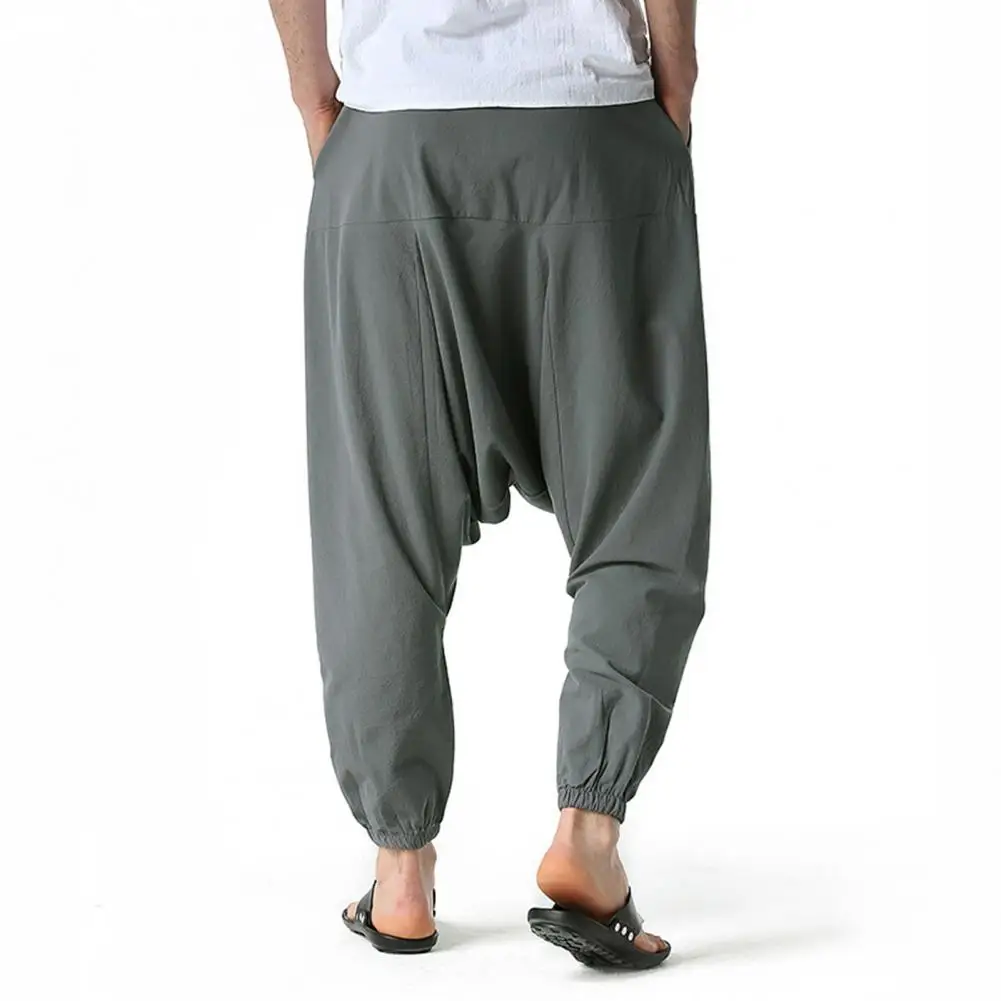 Drop Crotch Slacks Versatile Loose Fit Trousers with Crotch Pockets for Hiking Work Travel Comfortable Everyday Wear Pants Drop