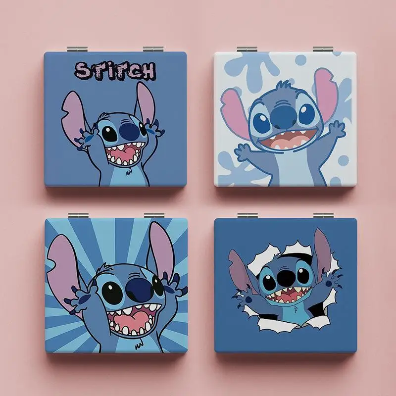 Disney Lilo Stitch Kawaii Series Double Sided Folding Mirror ﻿anime Portable Cute Pattern Cosmetic Tool Girl Birthday Gift