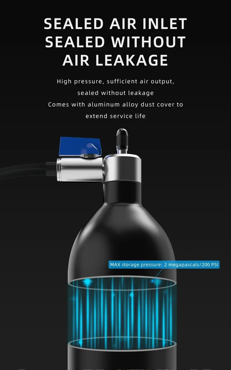 CYCLAMI 1,3 l Split Air Tank Fahrradreifenfüller MTB Road 29' Tubeless Reifenverstärker mit Zylinder für Rennradfahren – Detail 4