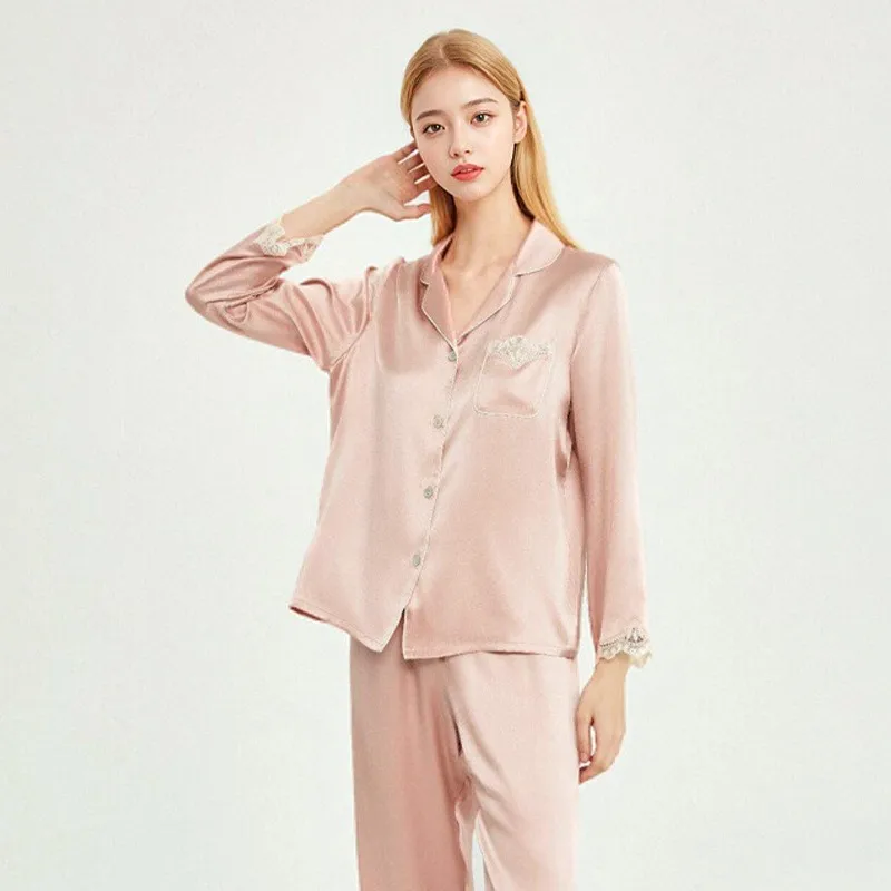 2026 New 100% Mulberry Silk Pajamas Set Women Long Sleeve Long Pants Sleepwear All Season Elegant Lounge Wear Outwear