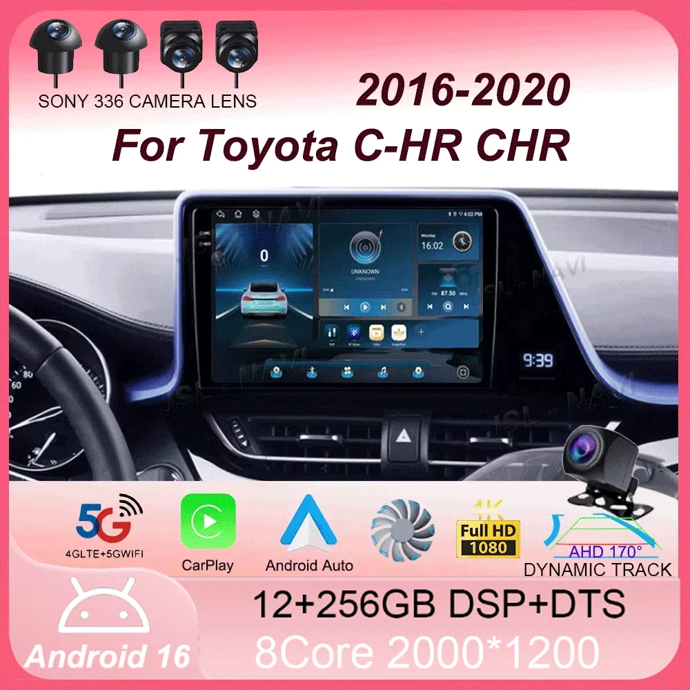 

Android 16 Carplay Auto For Toyota C-HR CHR 2016 - 2020 LHD RHD Car Radio Multimedia Video Player Navigation GPS QLED