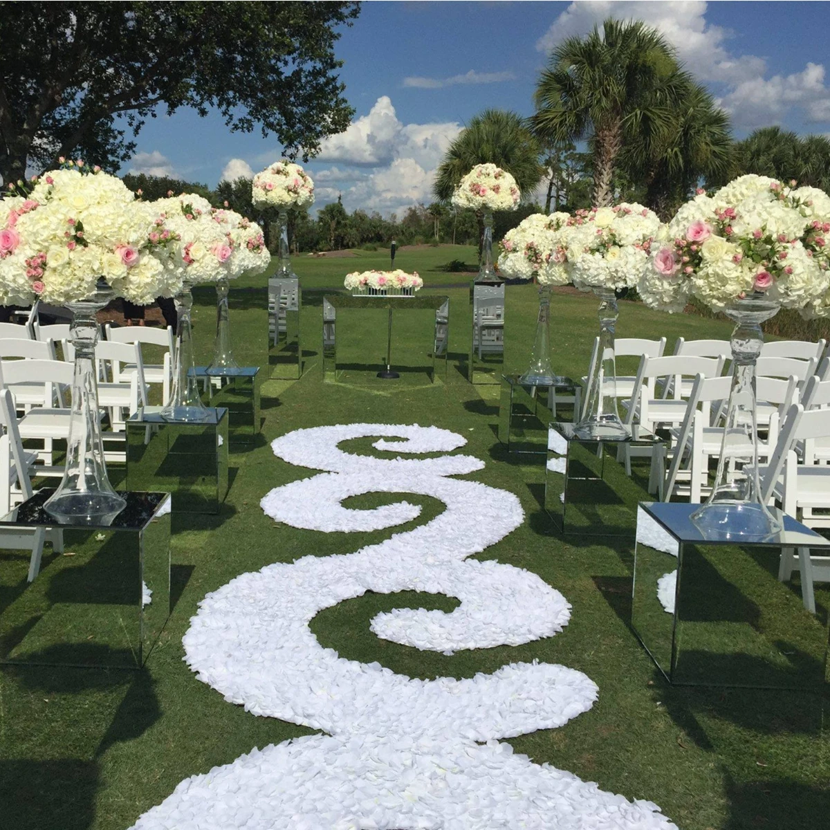 4pcsH 80cm)Backdrop walkway wedding stage decoration  Wedding suqare mirror pillar flower stand Centerpieces & Table Decorations