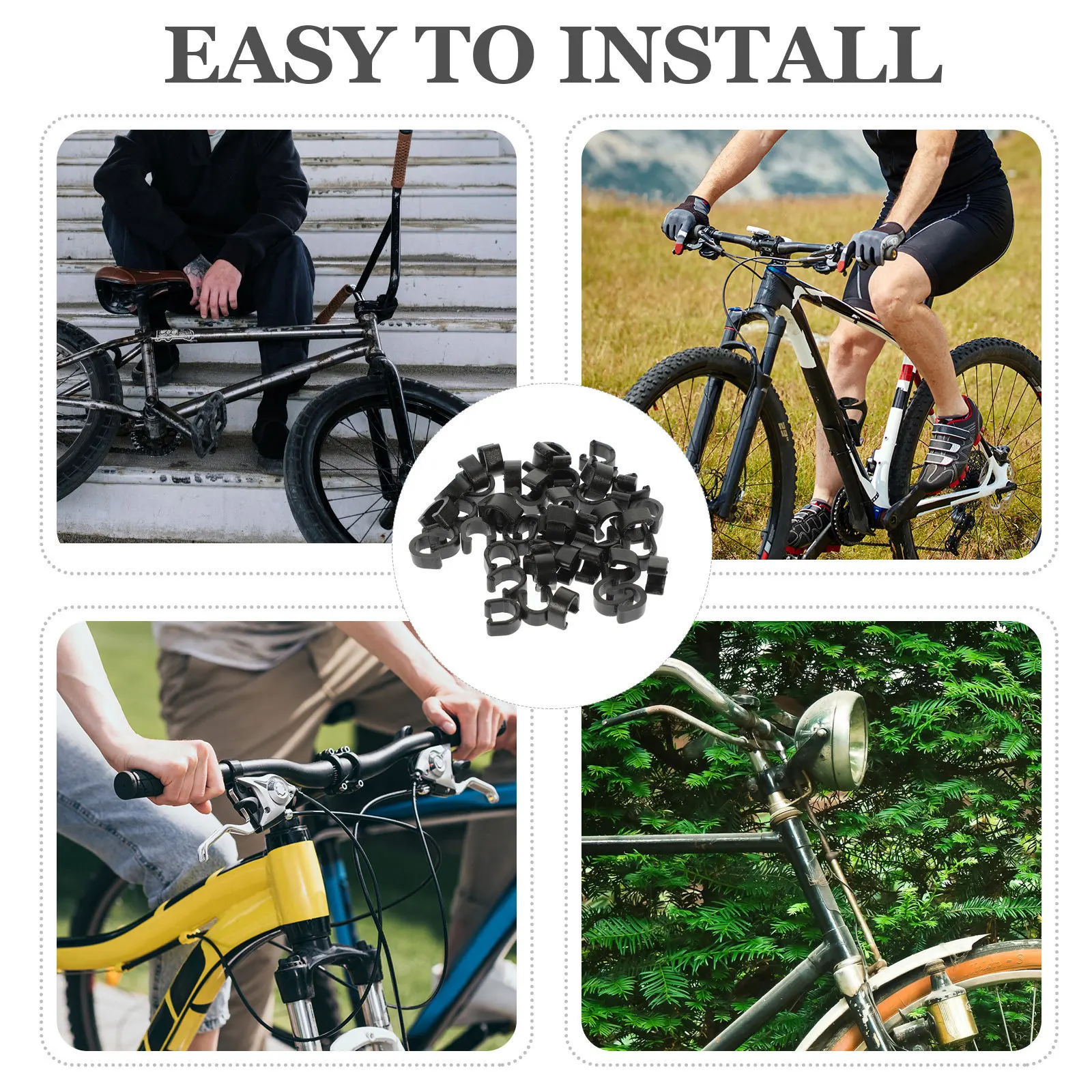 

50pcs Bicycle Cable Clip Alloy Shifter Housing Guide Brake Line Clamp For Road Mountain Bike Tube Holder C Shape Buckle