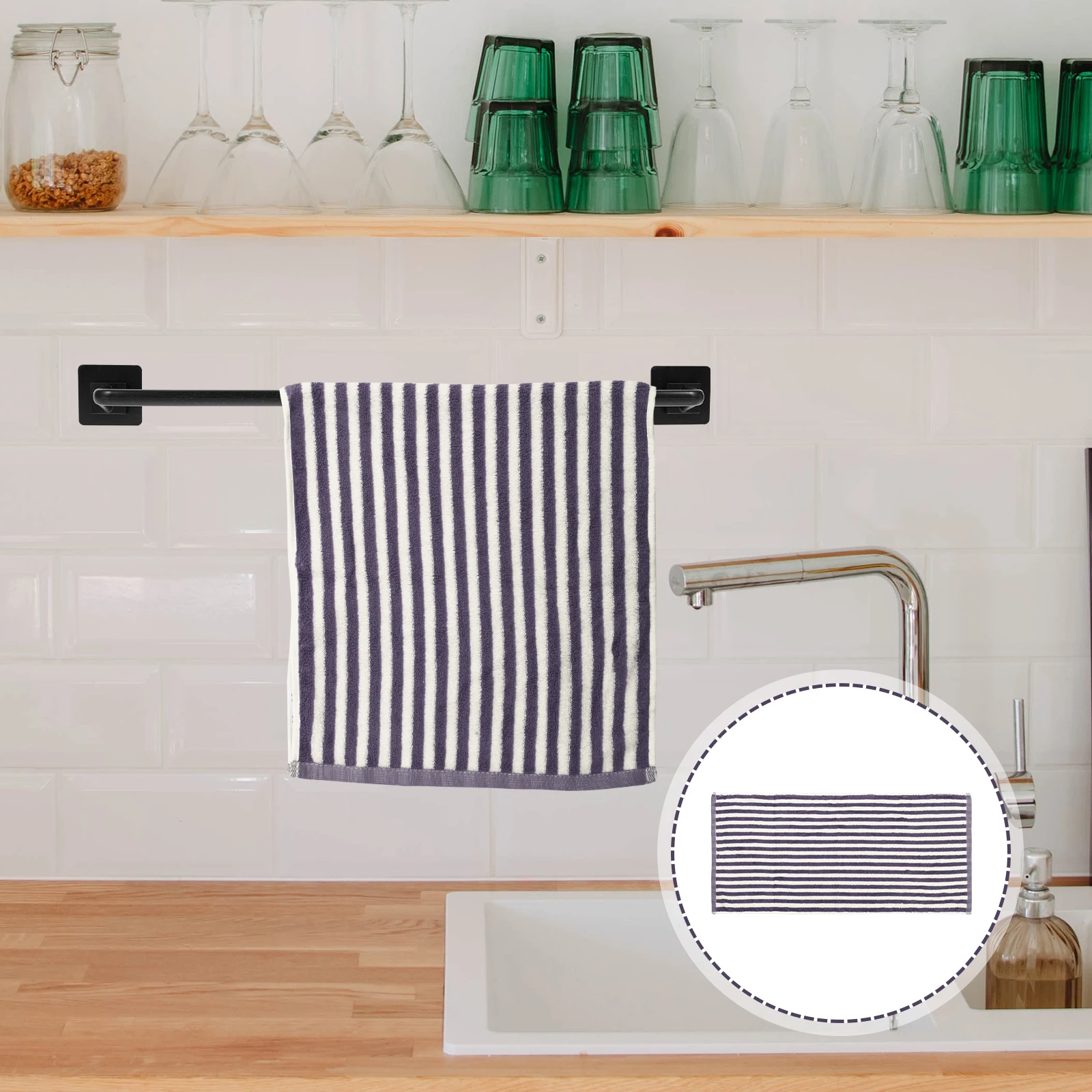 

Striped Towel Home Kitchen Towels Sponges Cotton Dish for Drying Dishes Salas Cloths