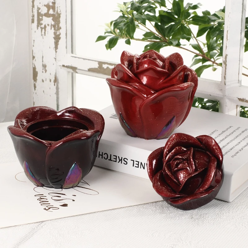 Rose siliconen mal Diy Rose Jar Organizer hars mal voor huisdecoratie opslag