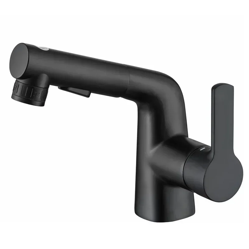 All copper pull-out faucet, bathroom basin, washbasin, hand , black basin, hot and cold faucet MT2049
