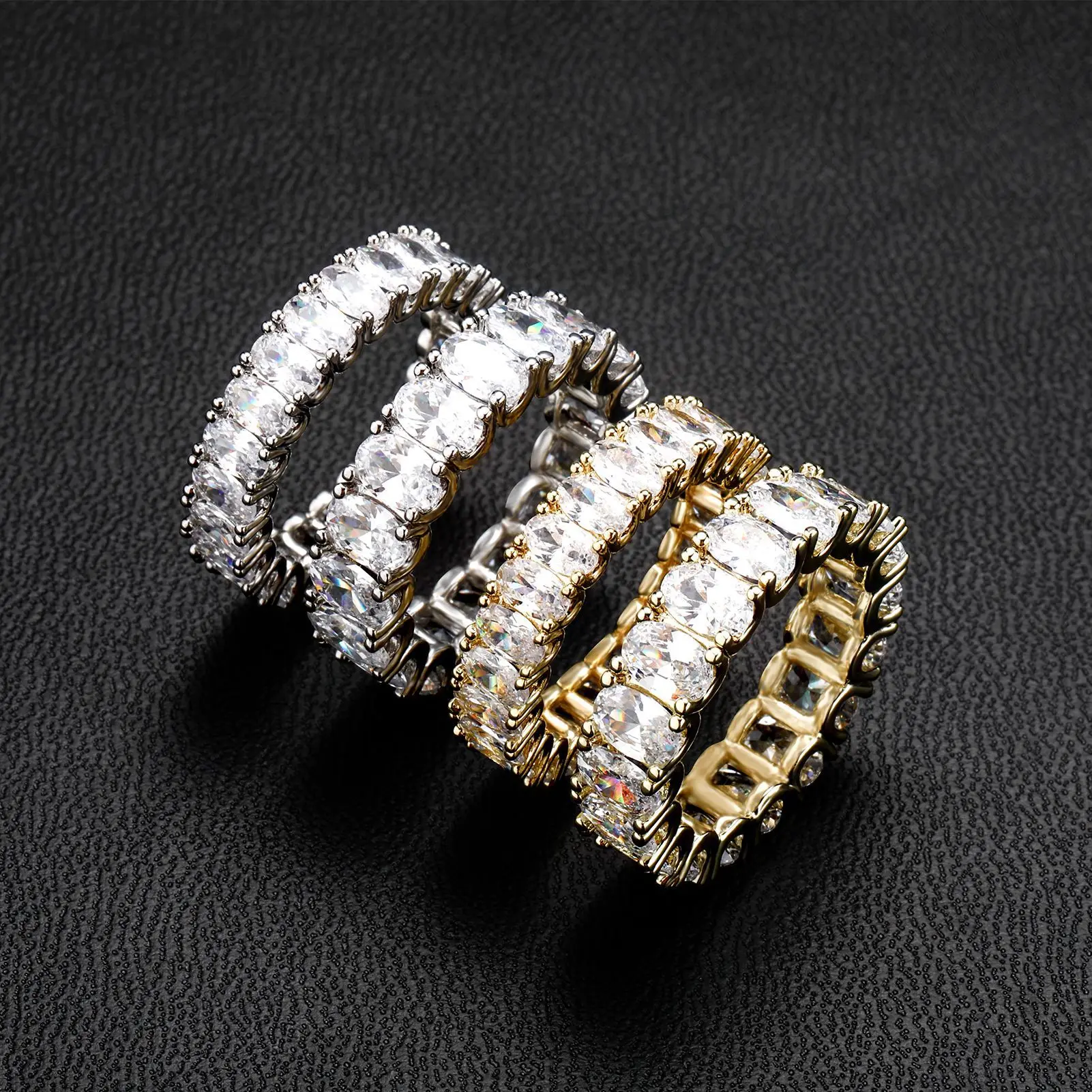 

Европейское и американское трендовое однорядное прямоугольное кольцо с цирконом для женщин, атмосферное мужское кольцо с цирконом в форме яйца