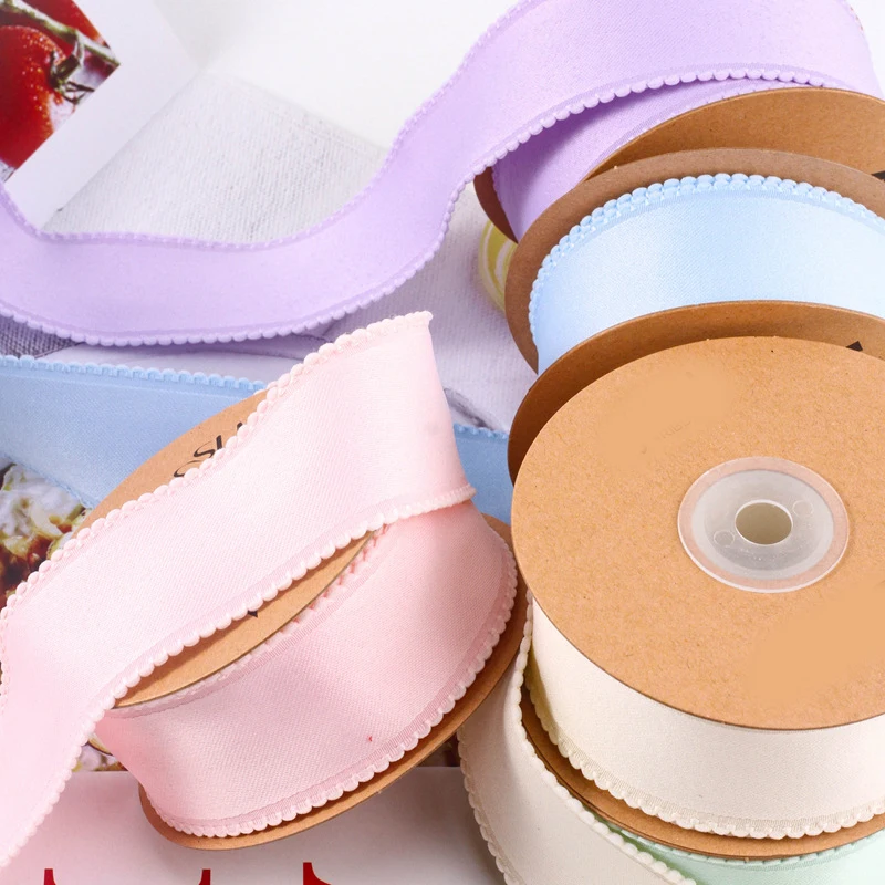 10 Yards 25MM/38MM Single Color Lace Ribbon Hair Bows DIY Crafts Gift Wrapping Handmade Accessories Christmas Decoration