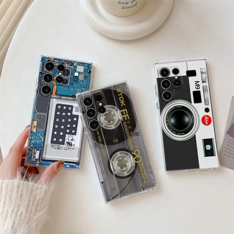 Retro Music Tapes Camera Circuit Board Phone Case S25Ultra For Samsung Galaxy S25 S24 S23 S21 Ultra S20 FE S22 Plus A55 5G Cover