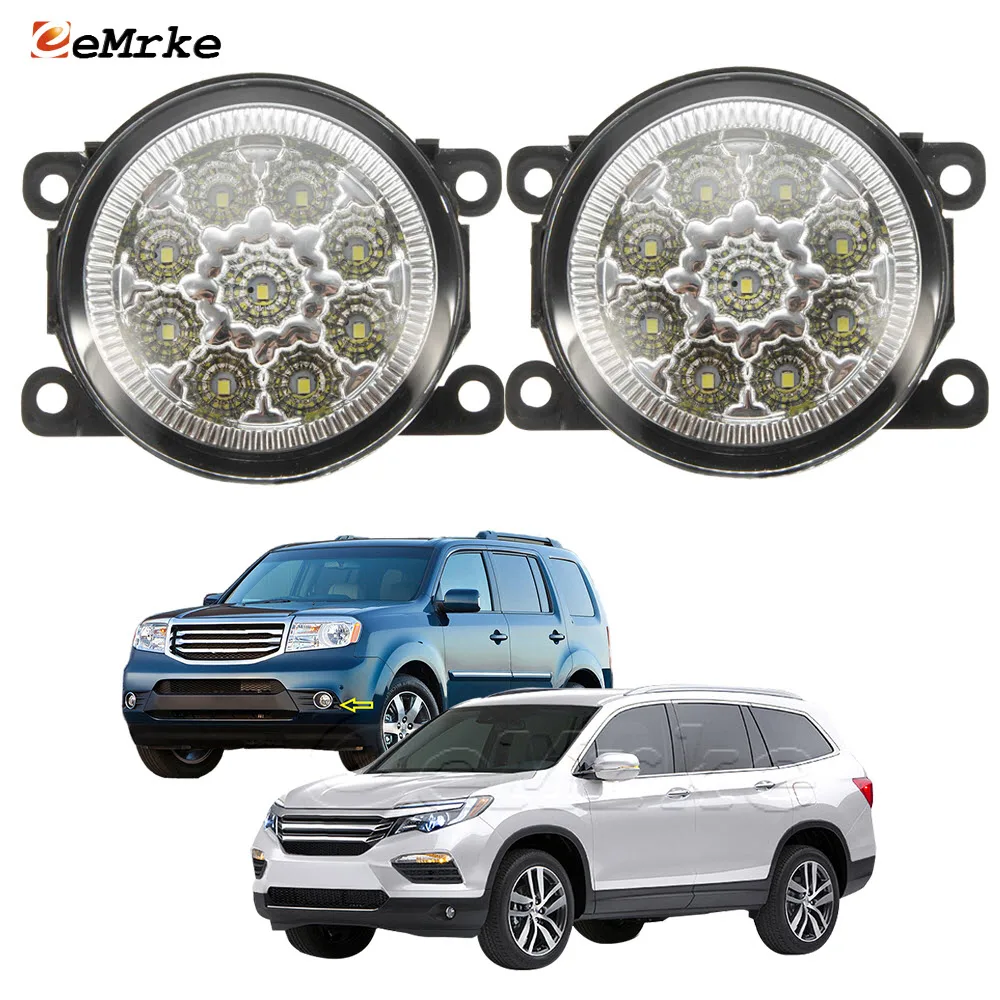 EEMRKE 2 PCS 9-Pieces Led Fog Lights H11 12V for Honda Pilot 2012 2013 2014 2015 2016 2017 Front Bumper Fog Lamp Car-styling DRL