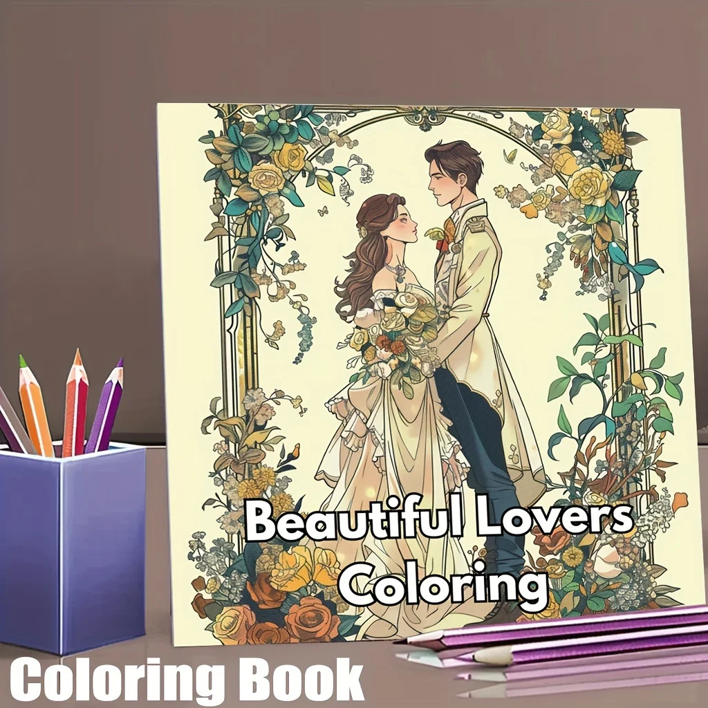 

28 Pages Beautiful Lovers Coloring Book for Adult Stress Reduction | Colouring Book for Stress Relief and Mood Reduction