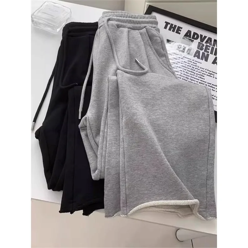 

Свободные широкие повседневные спортивные брюки унисекс с завязками, струящиеся, из полиэстера, теплые, для повседневной носки, осень-зима, новинка