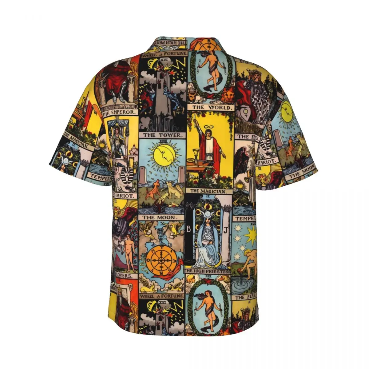 Tarot Hawaiian Shirt Men Beach A Major Arcana Print Casual Shirts Short Sleeve Breathable Design Novelty Oversize Blouses