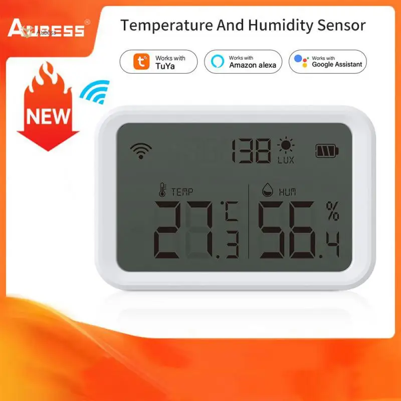 

Tuya Wifi Temperature Humidity Sensor Lux Light Detector Indoor Hygrometer Thermometer With LCD Screen Works With Alexa