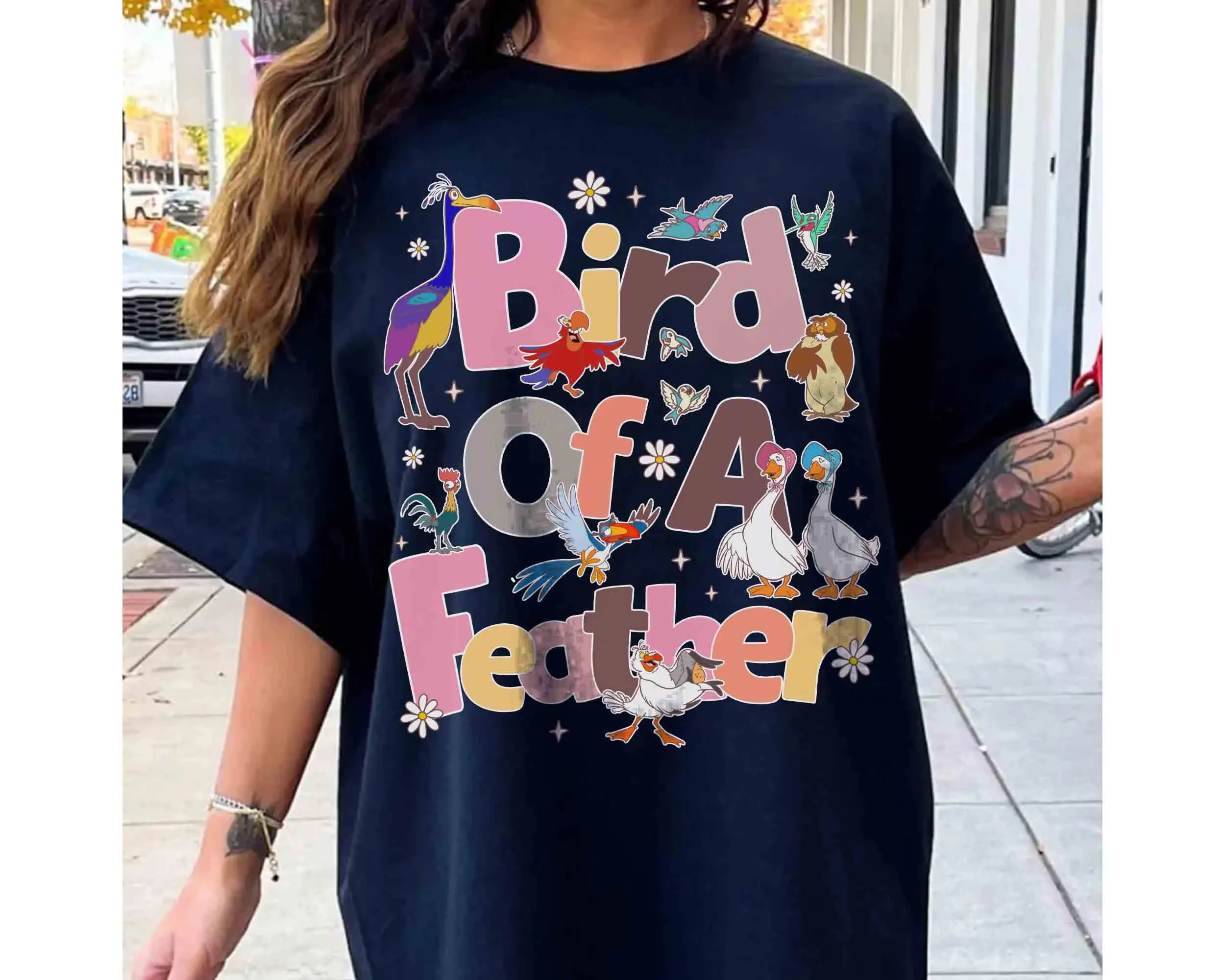 

Disney Bird Characters Bird of a Feather T-shirt Disneyland Magic Kingdom Family Vacation 2025 Trip