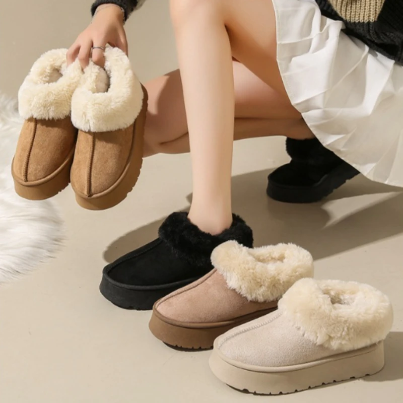 

Womens Winter Short Snow Boots Plush Lined Warm Fur Shoes Thick Sole Slip on Ankle Booties Non Slip Outdoor Footwear