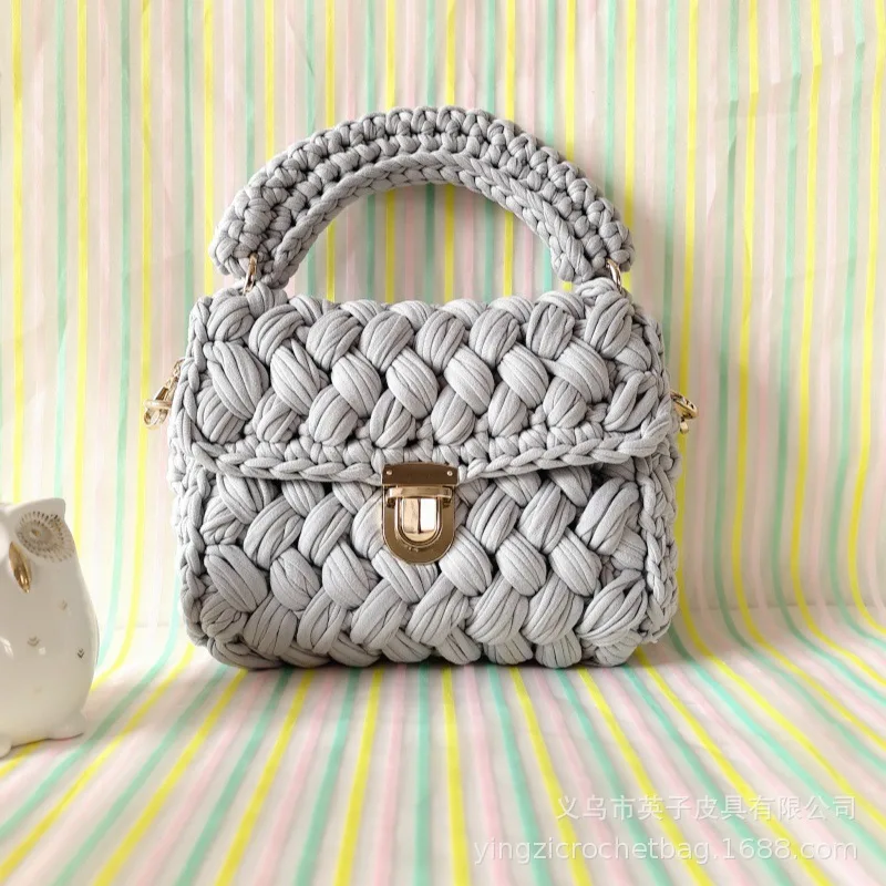 Handmade DIY Cloth Crochet Women\'s Bag Finished Hot Single Shoulder Crossbody Bag Handbag