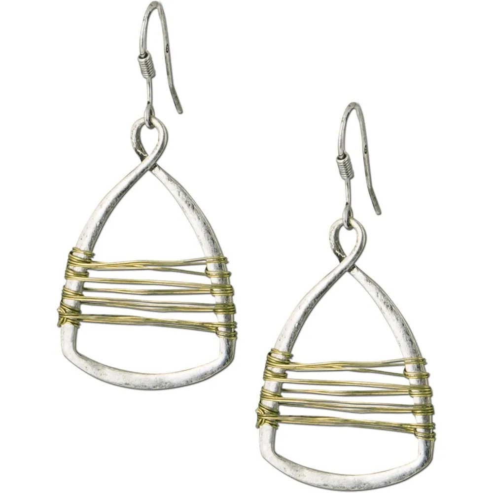 

Handmade Silver and Gold Wire Teardrop Copper Earrings