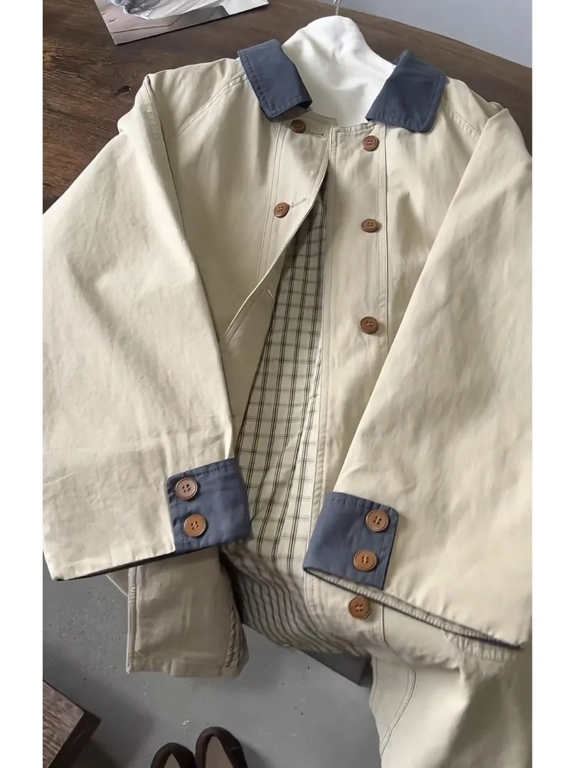 

Ретро-корейская свободная женская куртка, осенняя новинка, модная удлиненная верхняя одежда с эффектом похудения, для повседневной носки, с длинными рукавами