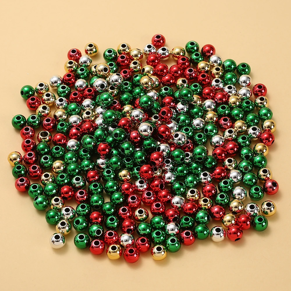 50Pcs 7mm Colorful Round Large Hole Beads Plastic CCB Spacer Loose Beads For Handicrafts Jewelry Making DIY Pendant Necklace