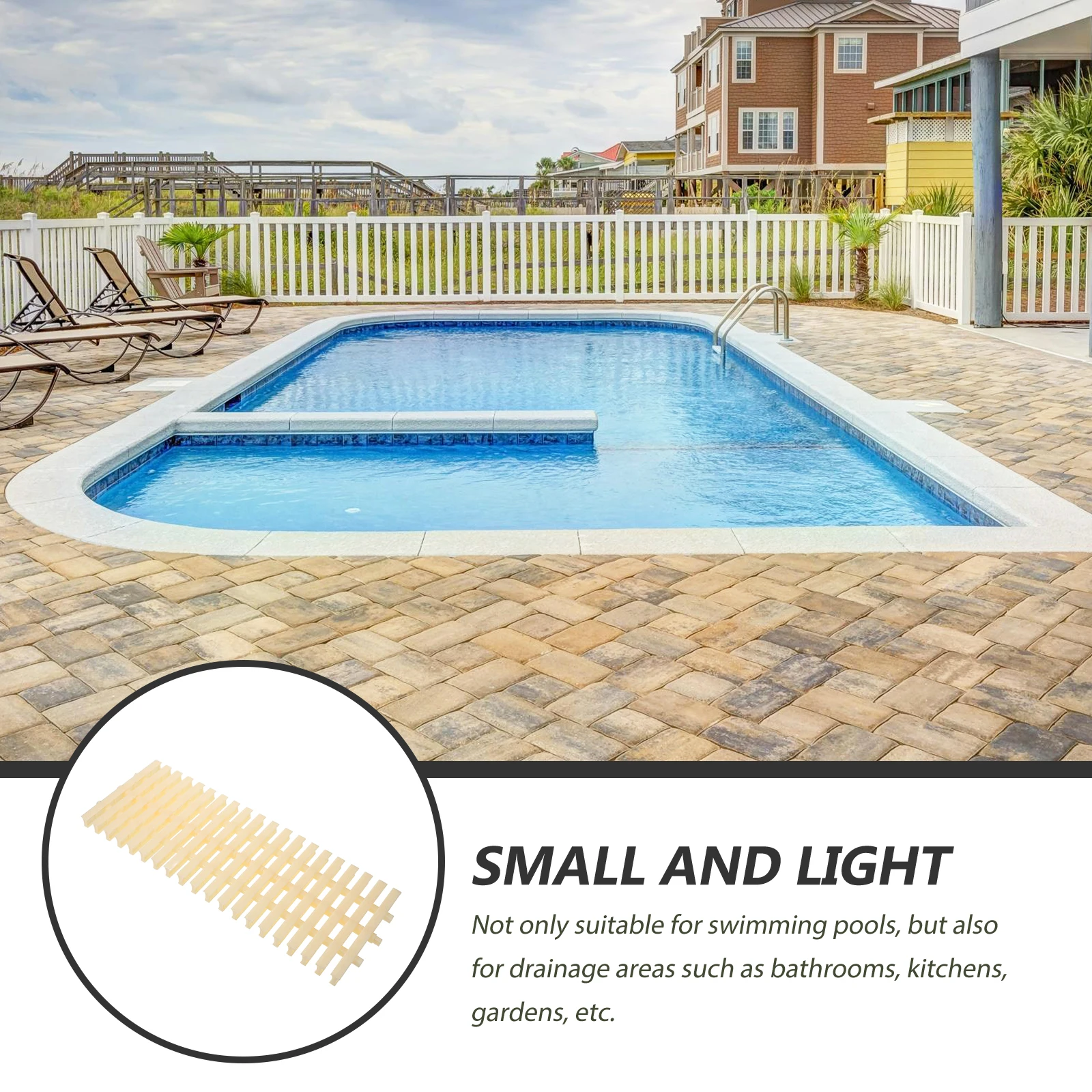 

20M Non-slip Swimming Pool Grate Durable Plastic Drainage Grating Beige Replacement Part Small Size Household Professional