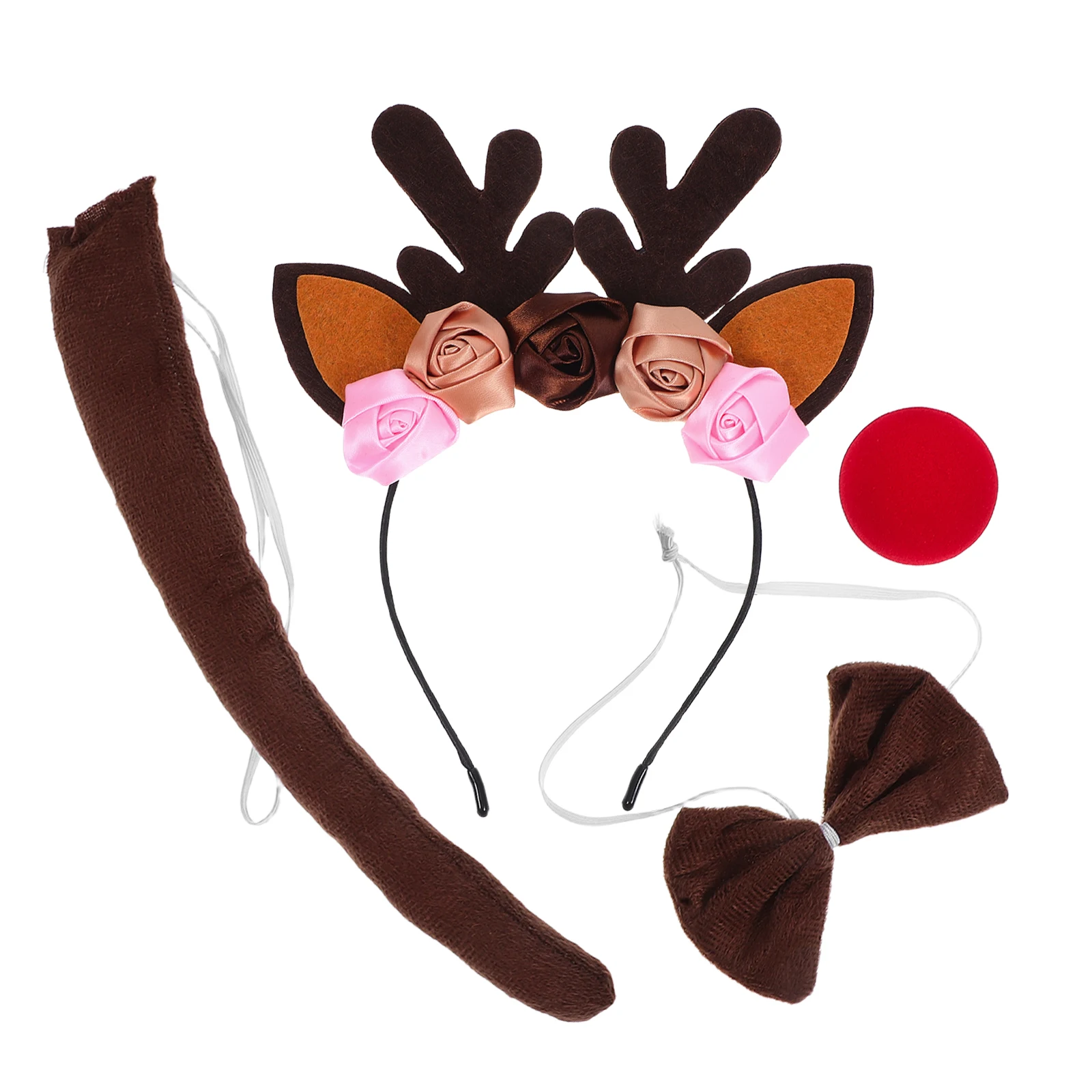 

1Set Deer Costume Accessories Felt Fabric Antlers Headwear Reindeer Hairband Christmas Halloween Parties Animal Ears Headband