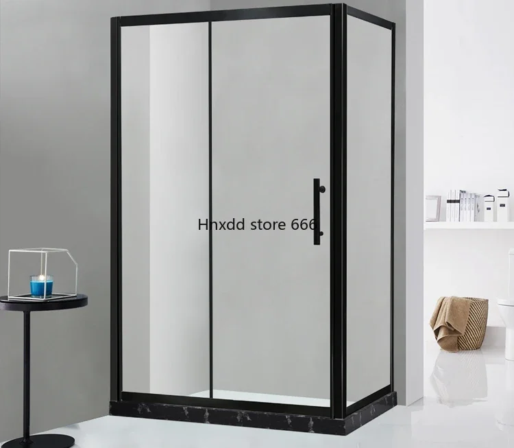 Shower room square space aluminum bathroom tempered glass door