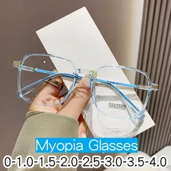 New Trend Ladies Finished Myopia Glasses Men Women Clear Lens Anti-blue Light Eyewear Near Sight  Minus Diopters 0 To -4.0