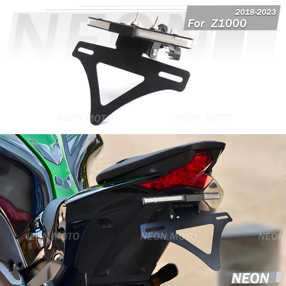 

For Kawasaki Z1000 2018-2023 Universal Motorcycle Rear License Plate Bracket Mount Holder With LED Light kit ﻿