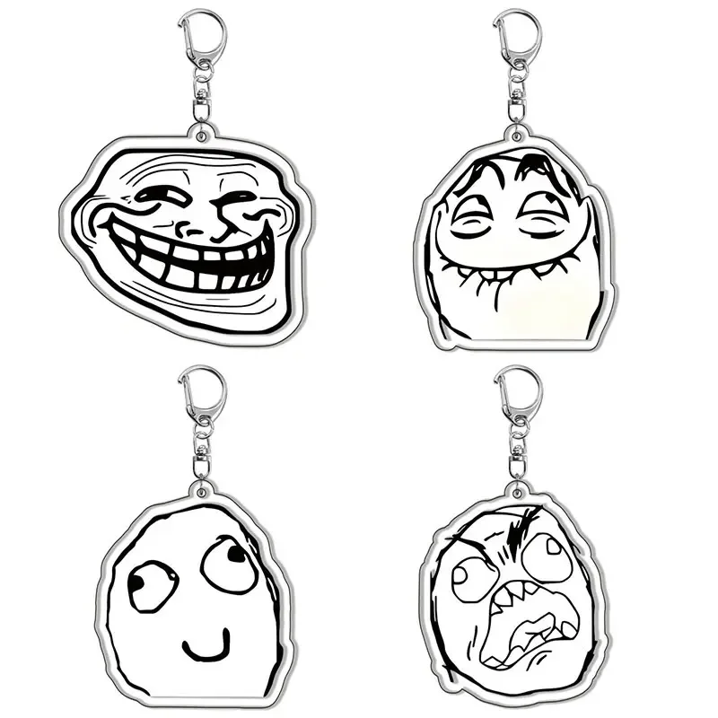 

Interesting TrollFace Keychain Accessory Pack NoMeGusta Angry Face ForeverAlone Pendant Jewelry Fan Gift Keychain Ring