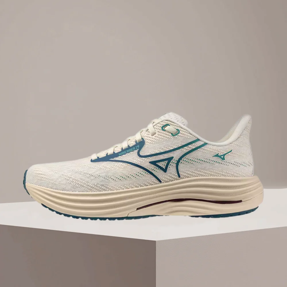 Mizuno WAVE RIDER 29 Unisex Snow White Low-Top Casual Runners – Non-Slip Grip,Durable Sole &Comfortable Everyday Wear J1GC250582