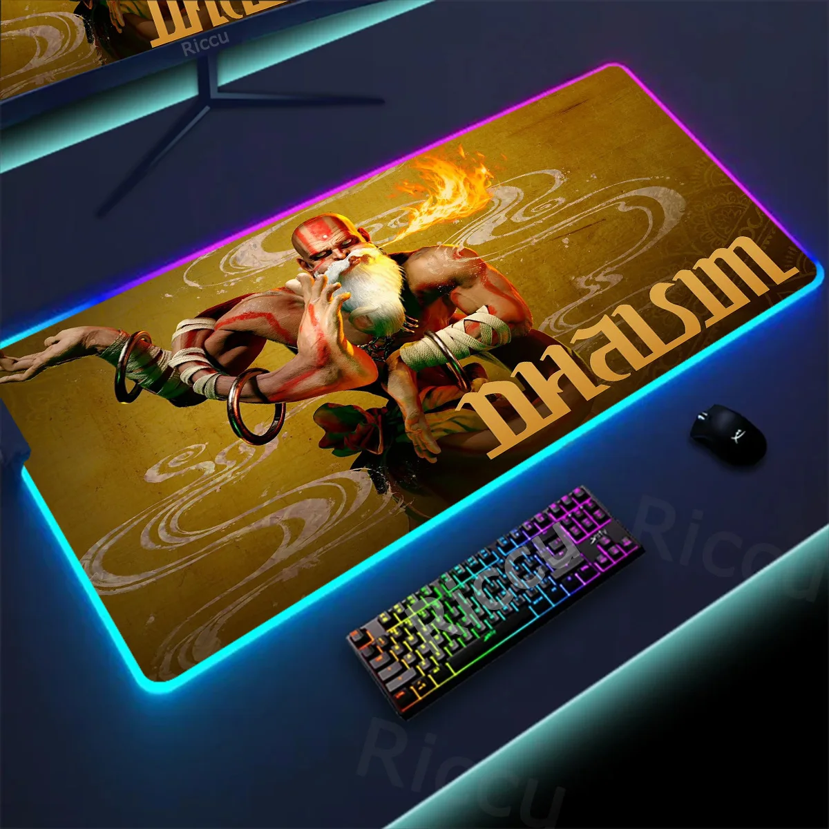 S-Streets-F-Fighters Non-slip Mouse Pad Popular Large RGB LED Japan made Table  Keyboard HD Printing Mats Desk Rug With Backlit