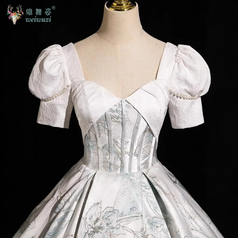 Mooie vintage bloem hoge taille gezwollen jurk mode avondfeest verjaardag afstuderen formele gelegenheid jurk podiumprestatie