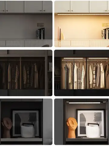 LED Cabinet Light Type C Rechargeable Motion Sensor Night Lights for Kitchen Wardrobe Cabinet Lighting 10cm/20cm/30cm/40cm/50cm