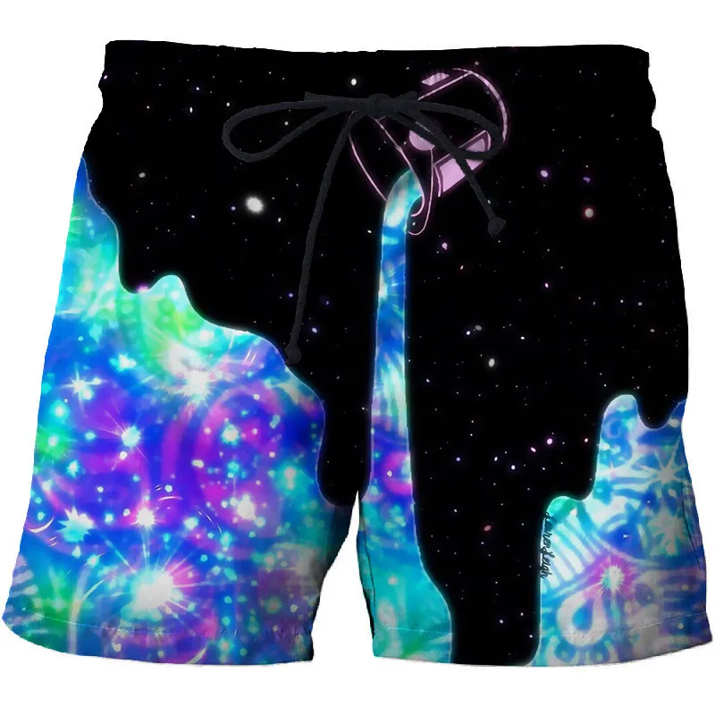 Mannen Blauwe Vlam Strand Short Bermuda Surf Shorts Heren 3d Zwemshort Casual Sportbroek Ademende Loszittende Print Lattic Shorts