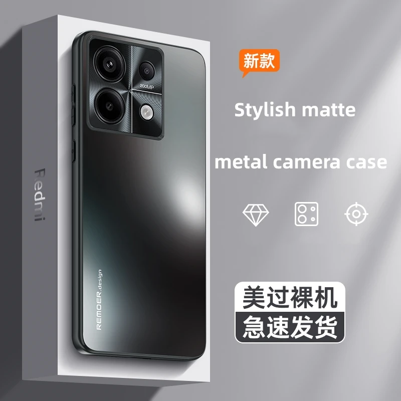 Case For Redmi Note 13 Pro POCO X6 5G Luxury Metal Camera Matte PC Back Cover For Redmi Note13 Pro Plus Shockproof Bumper Funda