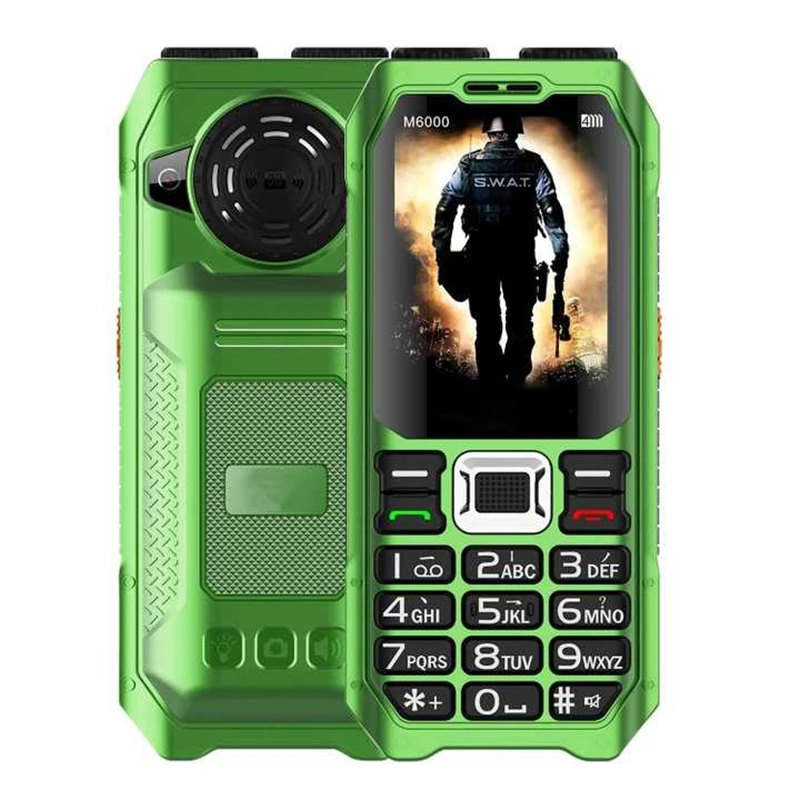 M6000 Rugged Power Bank Mobile Phone 4800mAh GSM 2G Network 4 SIM Magic Voice MP3 2.4'' Display Big Keyboard for Outdoor Use