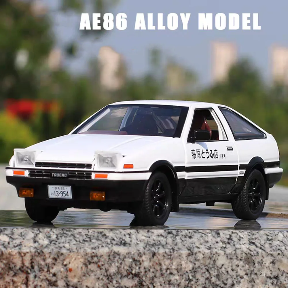 1:24 Alloy Diecast Toyota AE86 Models Toys Cars Wheel Steering Miniature Car with Light Sound Vehicles Kids Children's Day Gifts