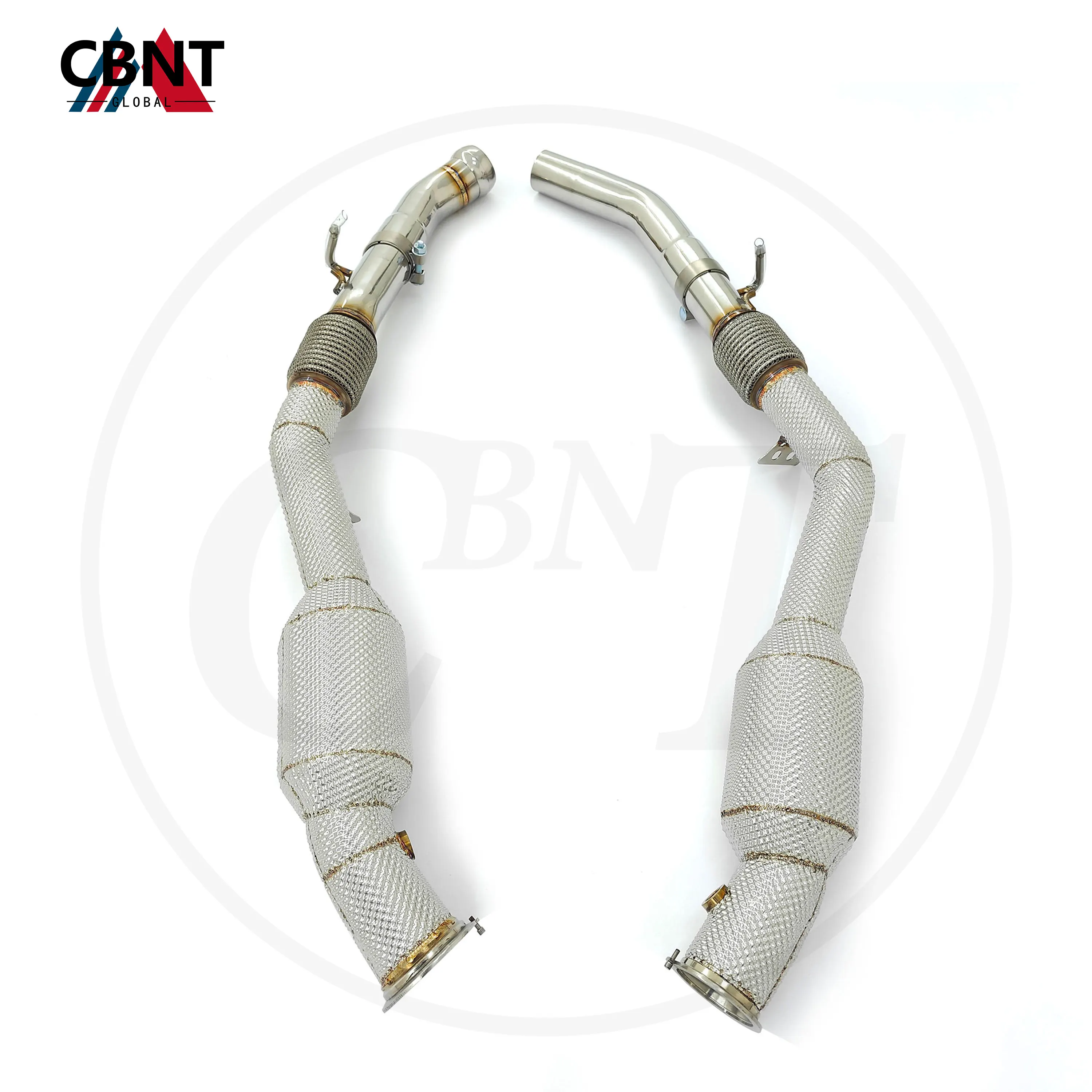 CBNT Downpipe for Mercedes Benz W166 ML320 ML350 ML400 GLE400 3.0T Exhaust Header with Heat Shield SS304 Exhaust Pipe System