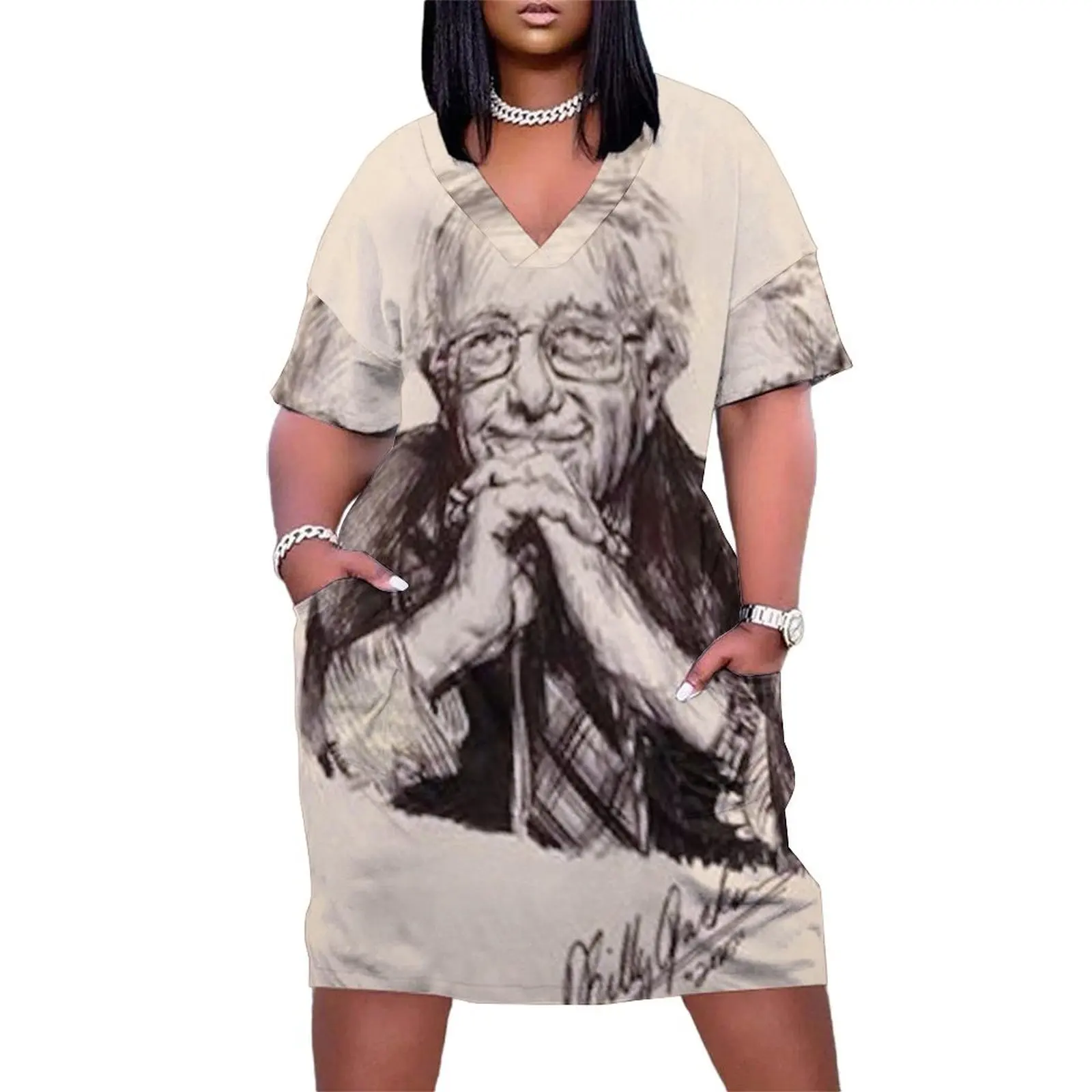 BERNIE SANDERS Loose Pocket Dress evening dress Long veiled dresses