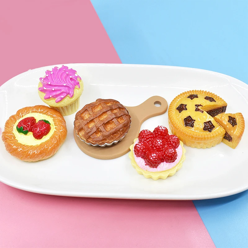 Bandeja en miniatura para casa de muñecas, postre, galleta, tenedor, modelo, vajilla de cocina, decoración de alimentos, juguete, accesorios para casa de muñecas