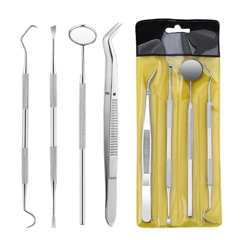 4PCS Dental Hygiene Orthodont Dentist Tartar Scraper Scaler Calculus Plaque Remover Accessory for Teeth Cleaning Oral Care Tool