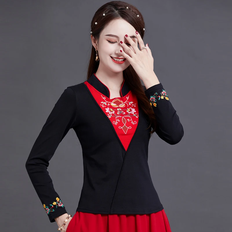 

Cheongsam Tops Traditional Mandarin Collar Tang Suit Coat Chinese Style Shirt Spring Cotton Slim Blouse Hanfu