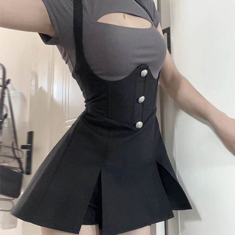 Japanese Sexy Sweet Skirt Sets Black Dress Womens Hollow Top Club Party Mini Dresses Female Korean Fashion Dress Summer 2023 New