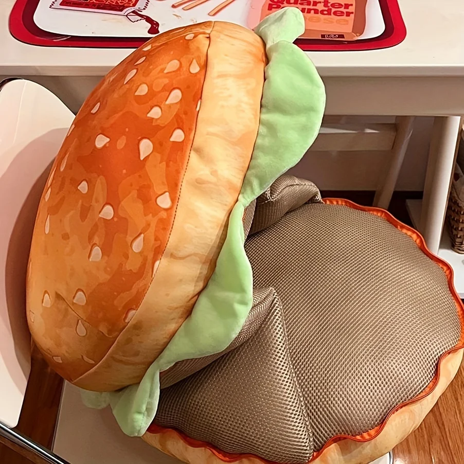 Classic Sesame Carpet Cushion Washable Food Theme Plush Digital Printing Polyester Filled Multi Purpose Decorative Burger