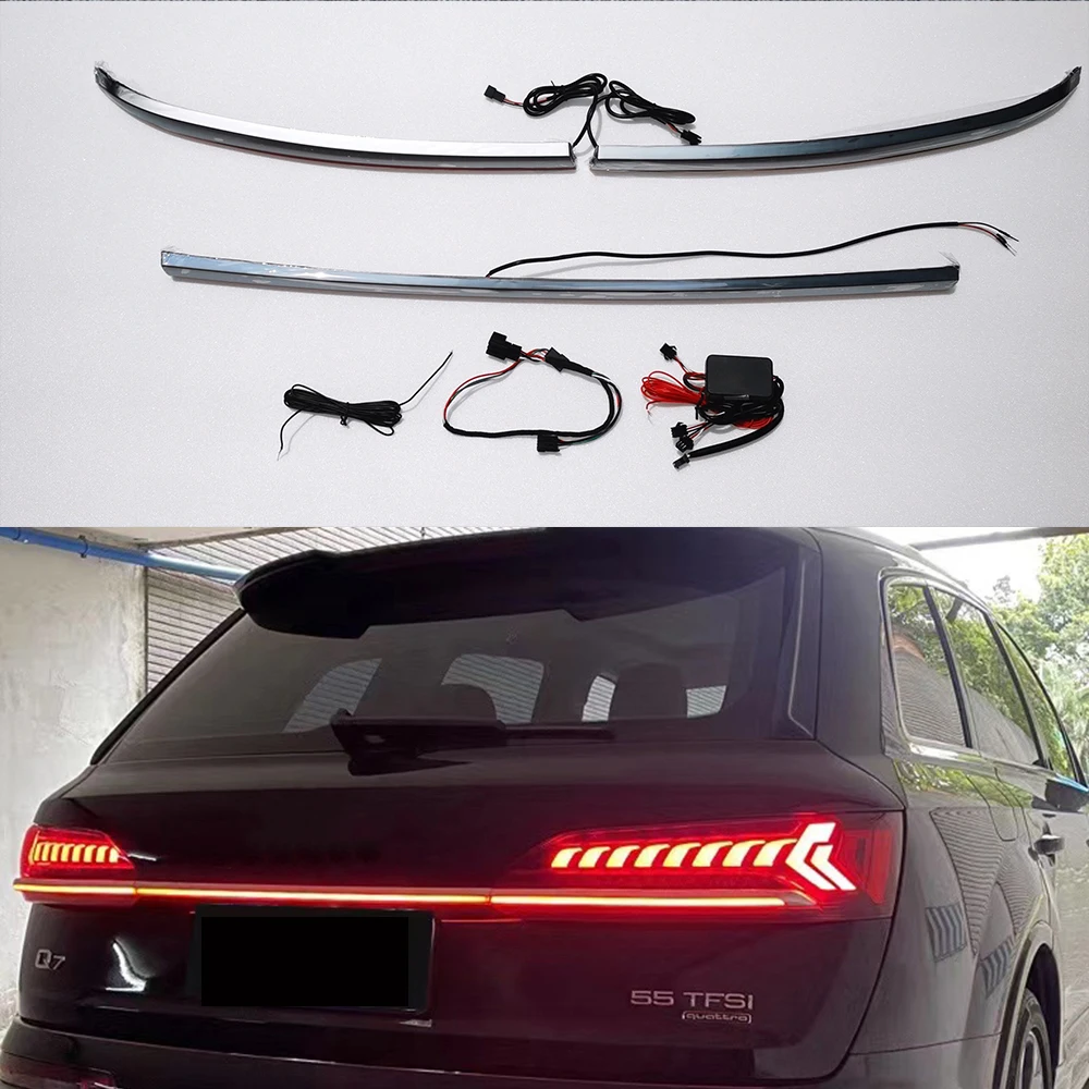 

For Audi Q7 2020-22 through-type taillights dynamic streamer led taillight assembly modification with electroplating